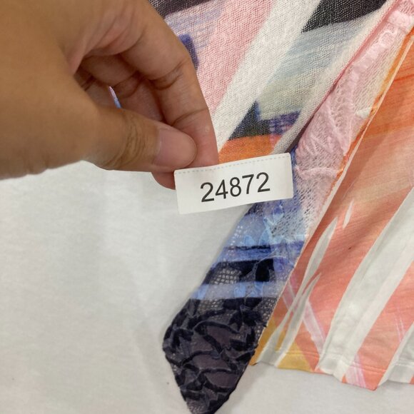 Top Ligne size Small Colorful Abstract Stretch Knit Mesh Accents Artsy Blouse - Picture 12 of 12